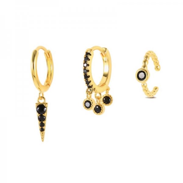 Black Drop  Earrings Set