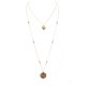 Layered Circle Stone Pendant Necklace