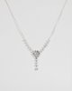 Silver Flower Crystal Pendant Drop Necklace