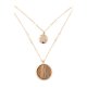 Layered Circle Stone Pendant Necklace