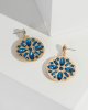 Blue Crystal Embellished Disc Drop Earrings