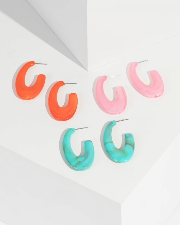 Multi Colour Multi Pack Smokey Effect Hoop Earrings